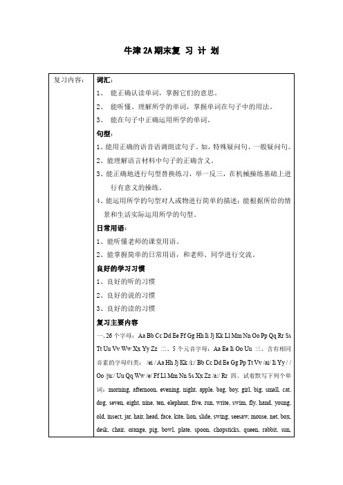 2A复习计划
