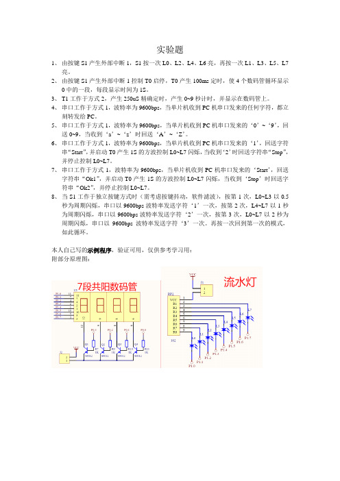 51单片机入门实验及示例程序