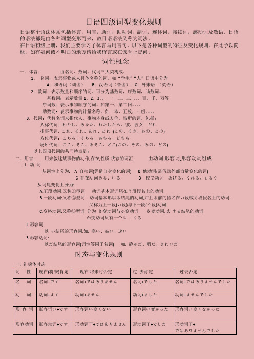 日语四级词型变化规则