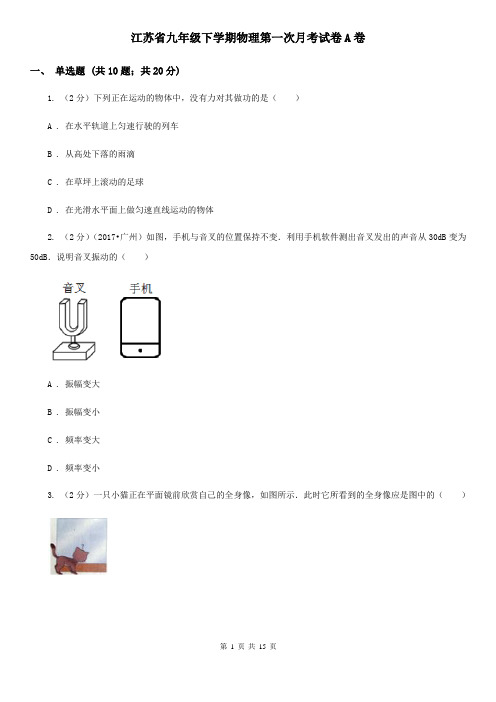 江苏省九年级下学期物理第一次月考试卷A卷