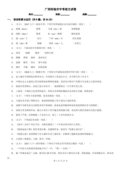 广西河池市中考语文试卷