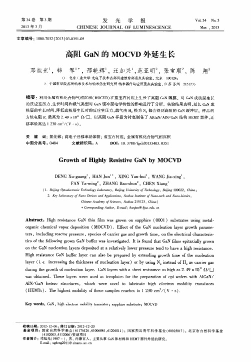高阻GaN的MOCVD外延生长
