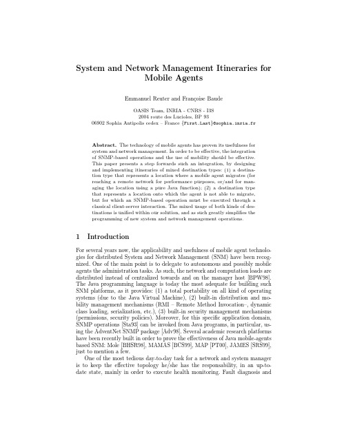 System and network management itineraries for mobile agents