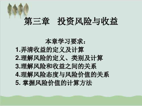 投资风险与收益学习资料PPT课件( 17页)