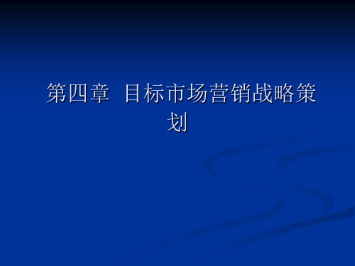 第四章目标市场营销战略策划