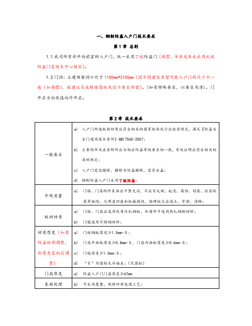 入户门防火门技术要求