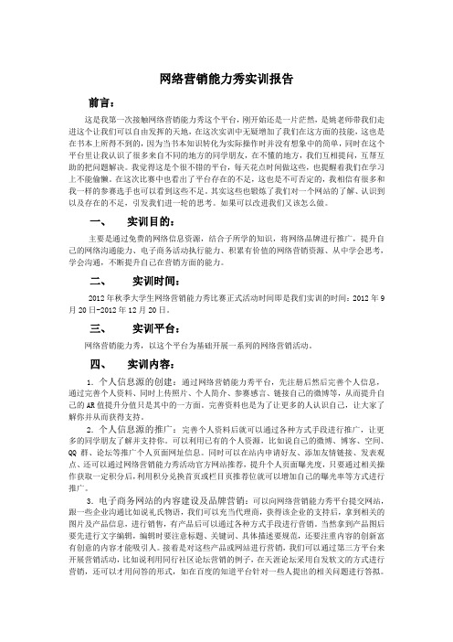 网络营销能力秀实训报告