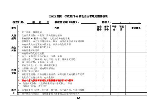 行政部门6S活动自主管理定期查核表