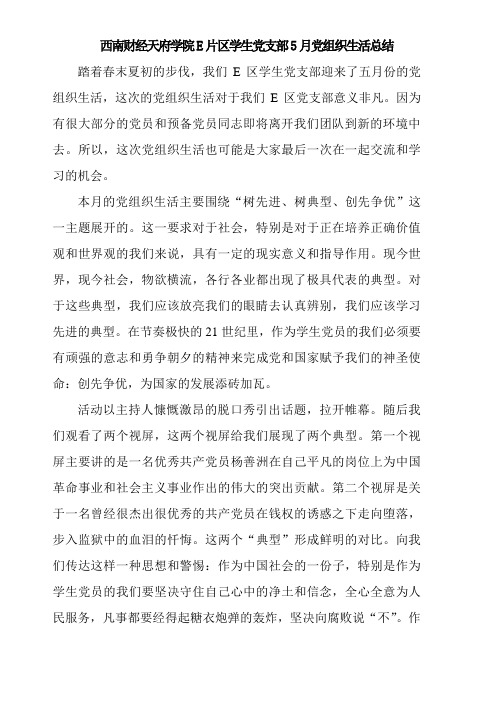 5月党组织生活总结