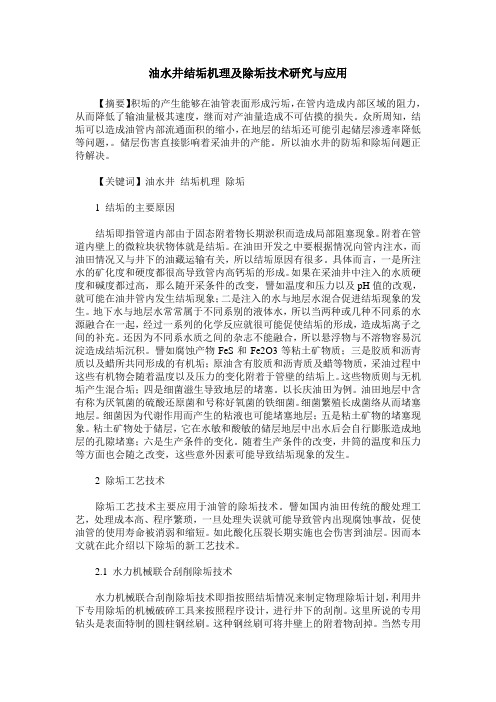油水井结垢机理及除垢技术研究与应用
