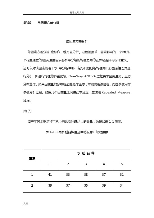 用SPSS进行单因素方差分析报告和多重比较