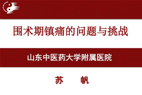 围术期镇痛面临的问题与挑战(苏帆)