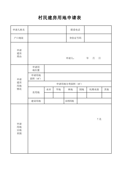 村民建房用地申请表