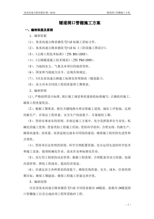 隧道洞口管棚施工方案
