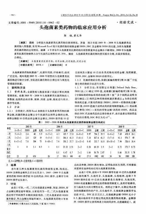 头孢菌素类药物的临床应用分析