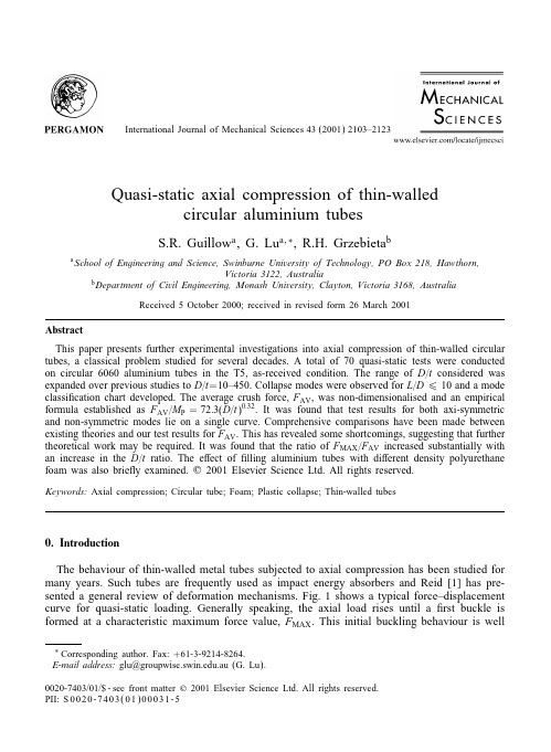 Quasi-static axial compression of thin-walled circular aluminium tubes