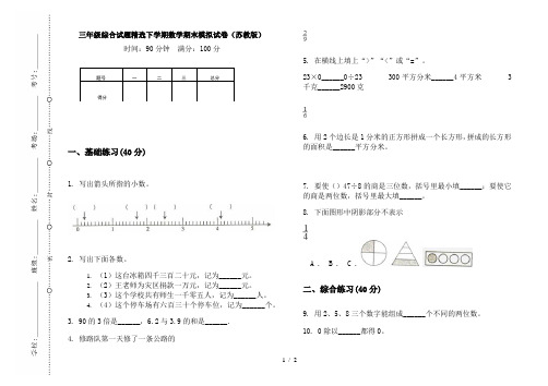 三年级综合试题精选下学期数学期末模拟试卷(苏教版)