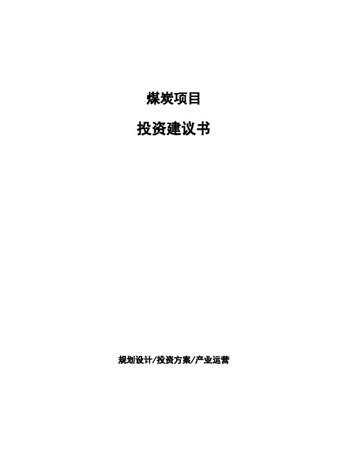 煤炭项目投资建议书