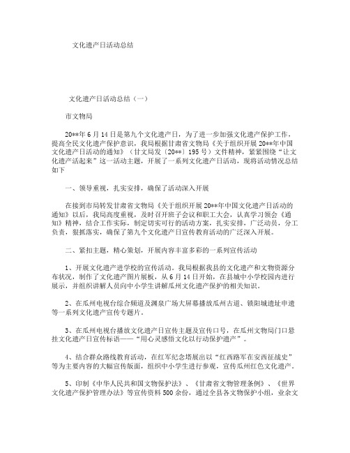文化遗产日活动总结