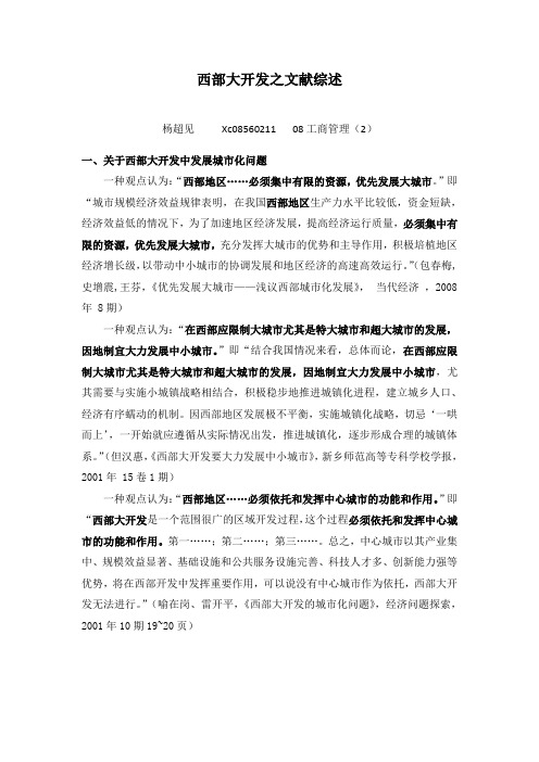 西部大开发之观点综述