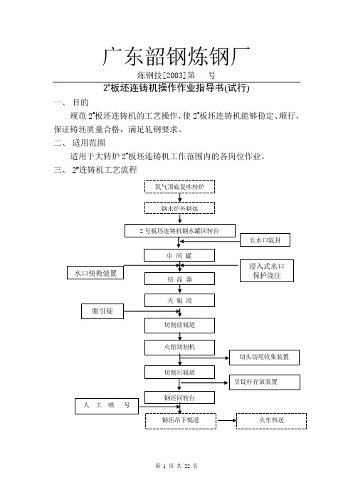 SG板坯连铸机操作作业指导书
