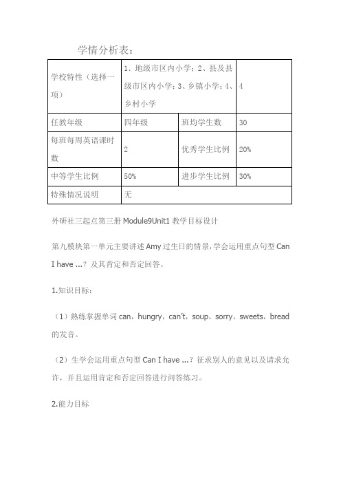 学情分析表