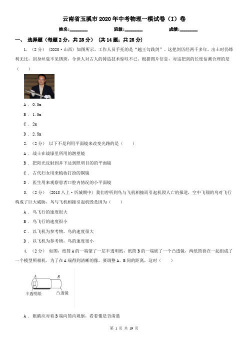 云南省玉溪市2020年中考物理一模试卷(I)卷