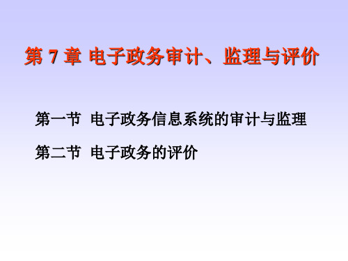 电子政务信息系统的审计与监理电子政务的评价