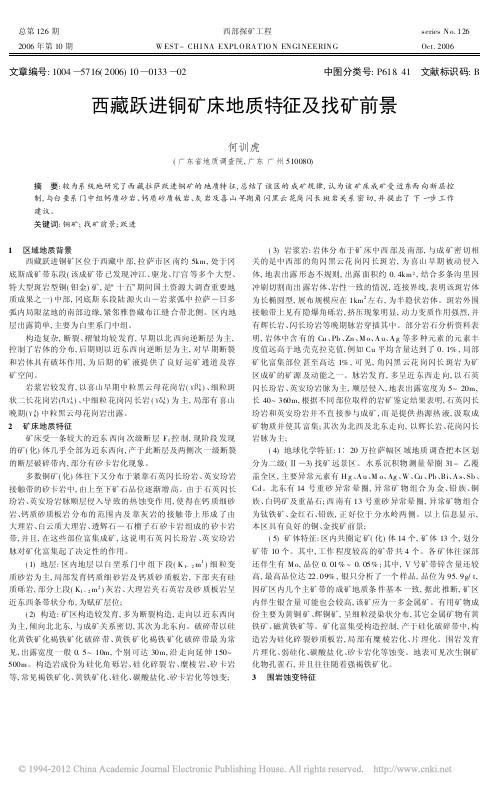 西藏跃进铜矿床地质特征及找矿前景_何训虎