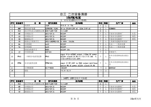 总三继保室设备清册