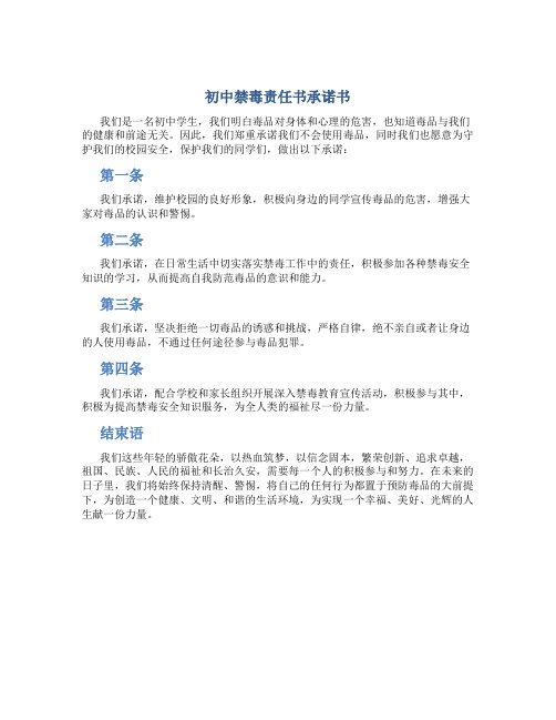 初中禁毒责任书承诺书