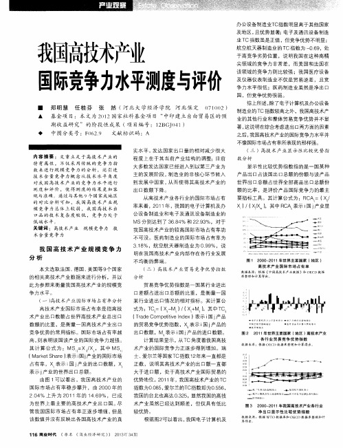 我国高技术产业国际竞争力水平测度与评价