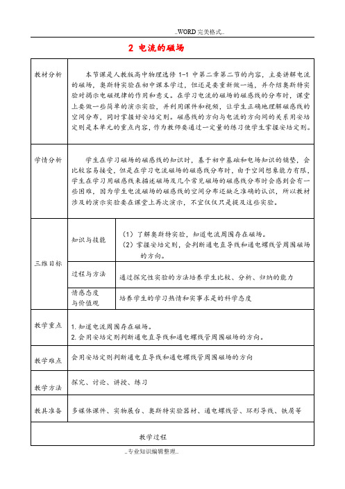 高中物理第二章磁场2电流的磁场教学案新人版选修1_1课件
