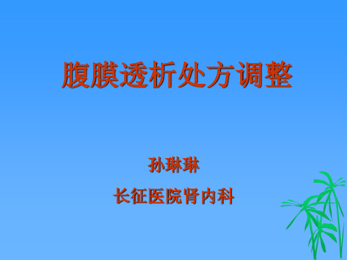 透析处方的调整