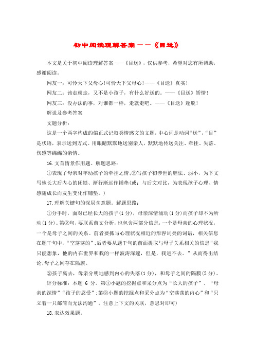 初中阅读理解答案——《目送》