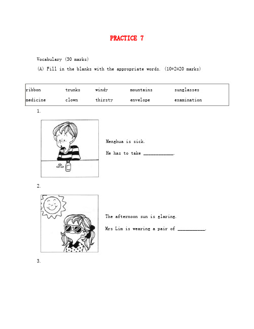 新加坡小学一年级英语试PRACTICE 7(通用)