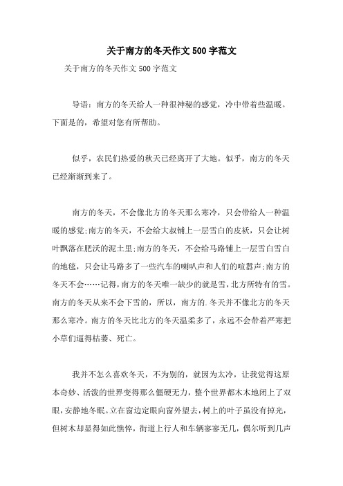 关于南方的冬天作文500字范文