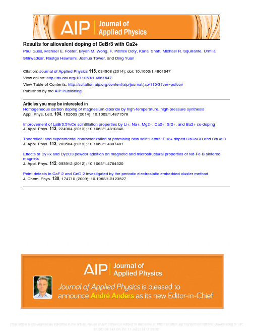 Results for aliovalent doping of CeBr 3 with Ca21