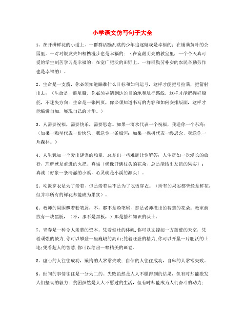 最新小学语文仿写句式常考句式小学升初中必看句式