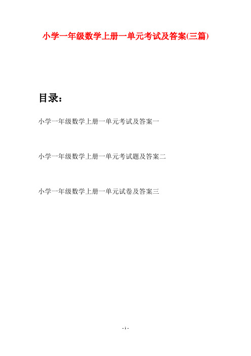 小学一年级数学上册一单元考试及答案(三套)