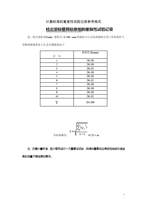 5[1].6计量标准的重复性及稳定性考核记录资料