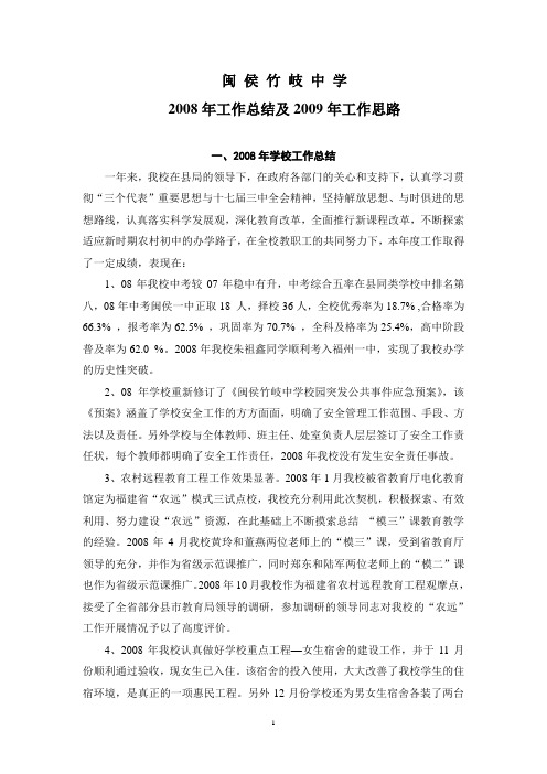 2008年工作总结及2009年工作思路