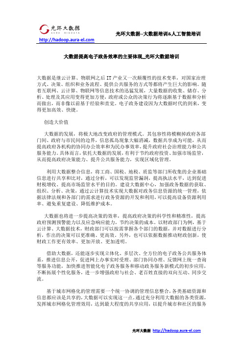 大数据提高电子政务效率的主要体现_光环大数据培训