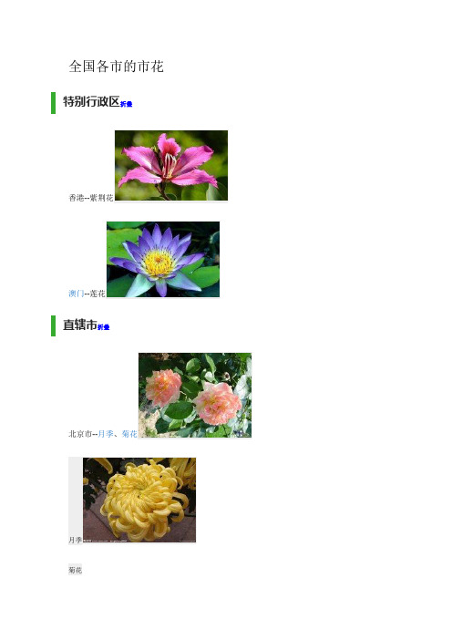 全国各市的市花(图片版)