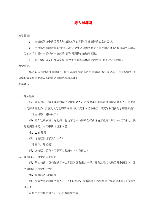 五年级语文下册 老人与海鸥3教案 语文S版
