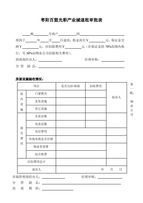 退租审批表