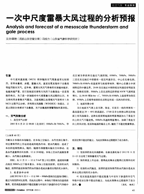 一次中尺度雷暴大风过程的分析预报