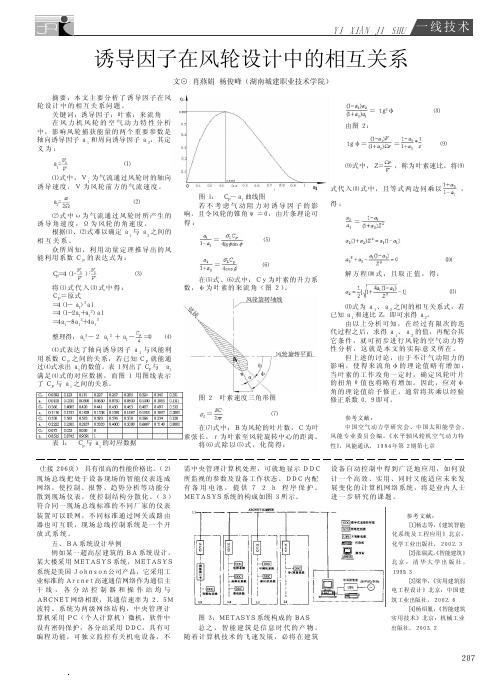 诱导因子在风轮设计中的相互关系