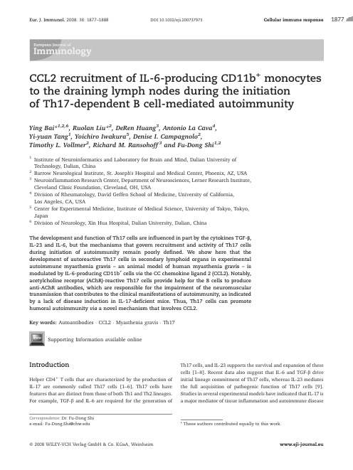 CCL2 recruitment of IL-6-producing CD11b+ monocytes