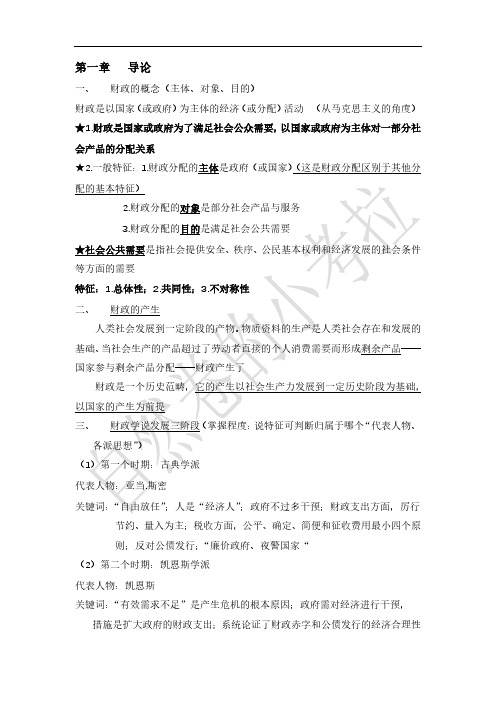 东财《财政学》知识点框架期末考点整理